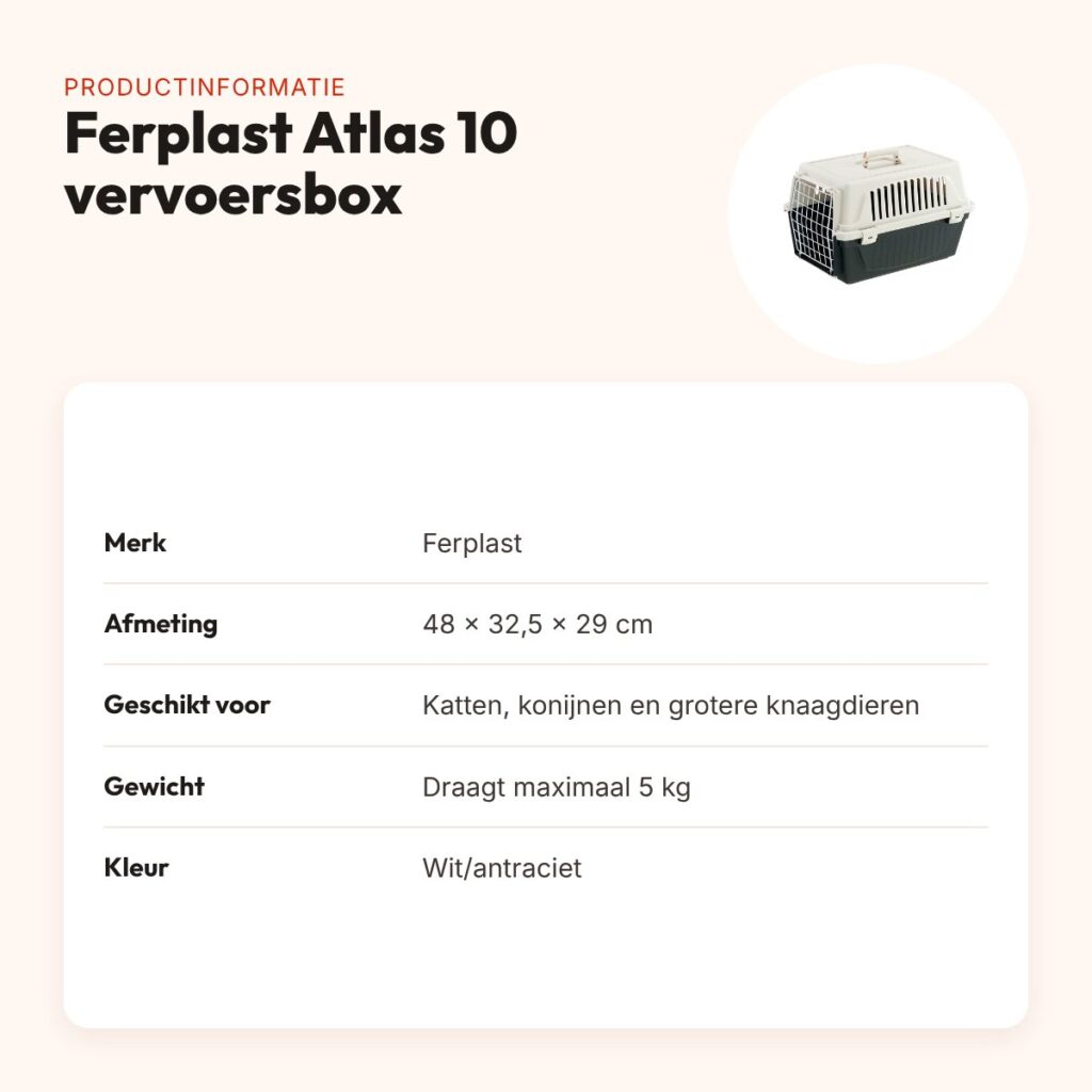 Ferplast vervoersbox Atlas 10 wit/antraciet 48 x 32,5 x 29 cm – productinformatie
