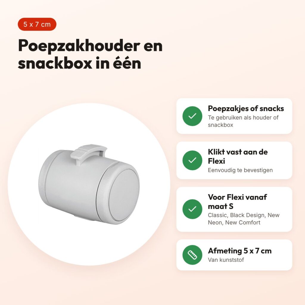 Flexi poepzak snackbox lichtgrijs 5 x 7 cm – multi box – voordelen
