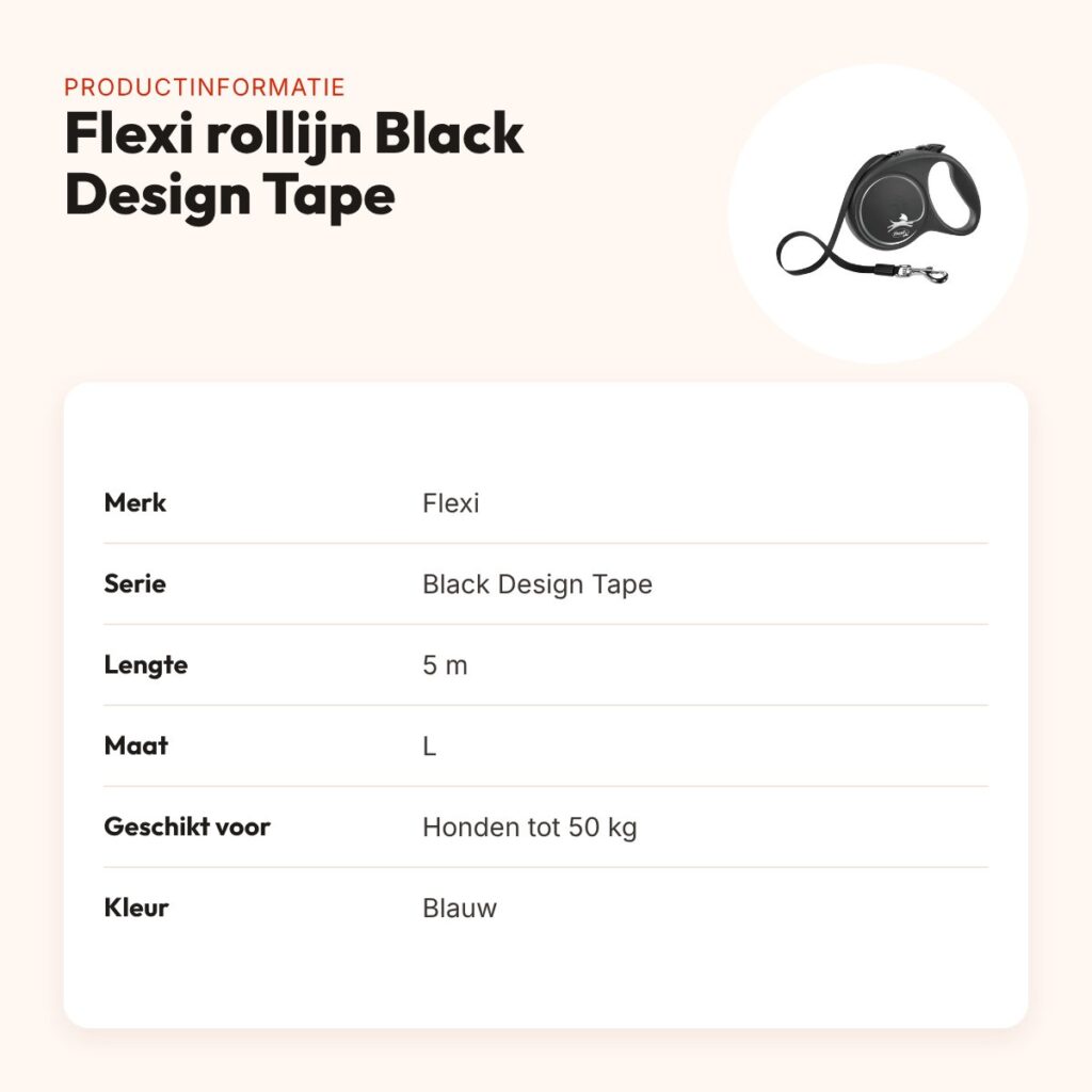 Flexi rollijn Black Design Tape blauw L 5 m – tot 50 kg – productinformatie