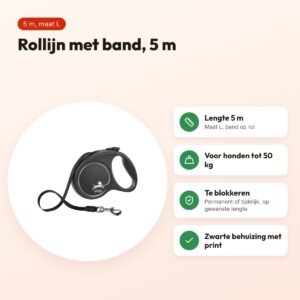 Flexi rollijn Black Design Tape blauw L 5 m – tot 50 kg – voordelen