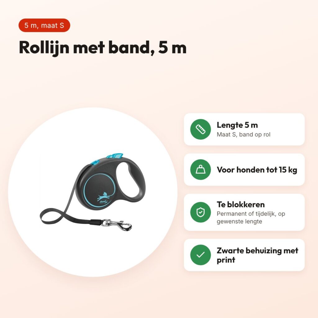 Flexi rollijn Black Design Tape blauw S 5 m – tot 15 kg – voordelen