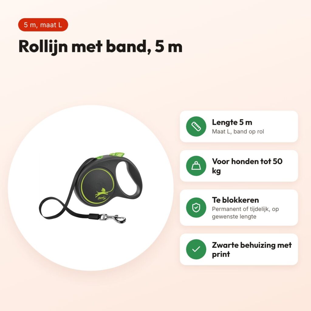 Flexi rollijn Black Design Tape groen L 5 m – tot 50 kg – voordelen