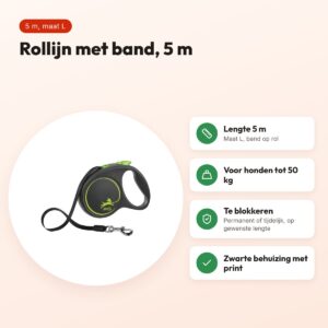 Flexi rollijn Black Design Tape groen L 5 m – tot 50 kg – voordelen