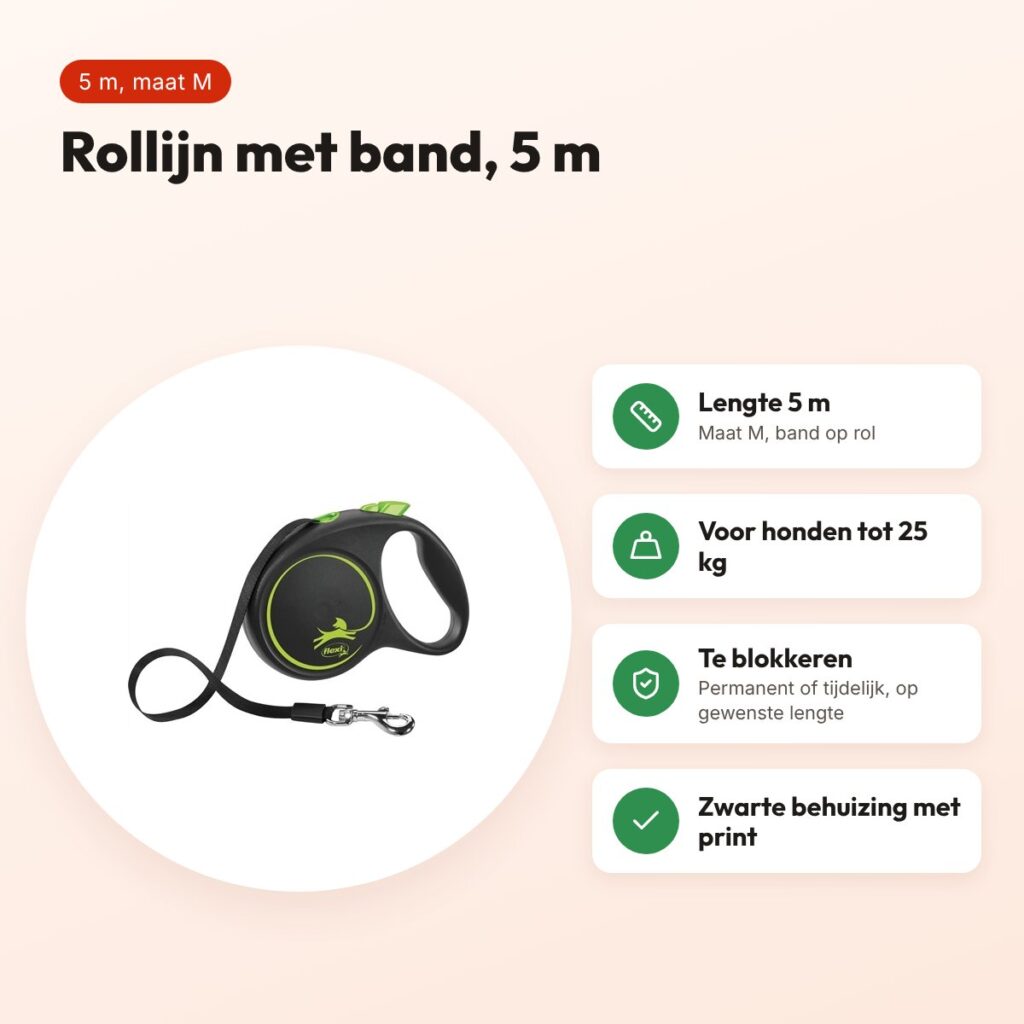 Flexi rollijn Black Design Tape groen M 5 m – tot 25 kg – voordelen