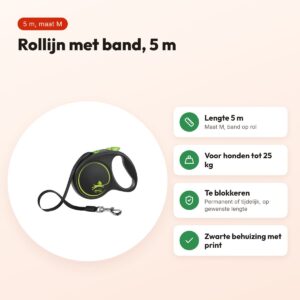 Flexi rollijn Black Design Tape groen M 5 m – tot 25 kg – voordelen