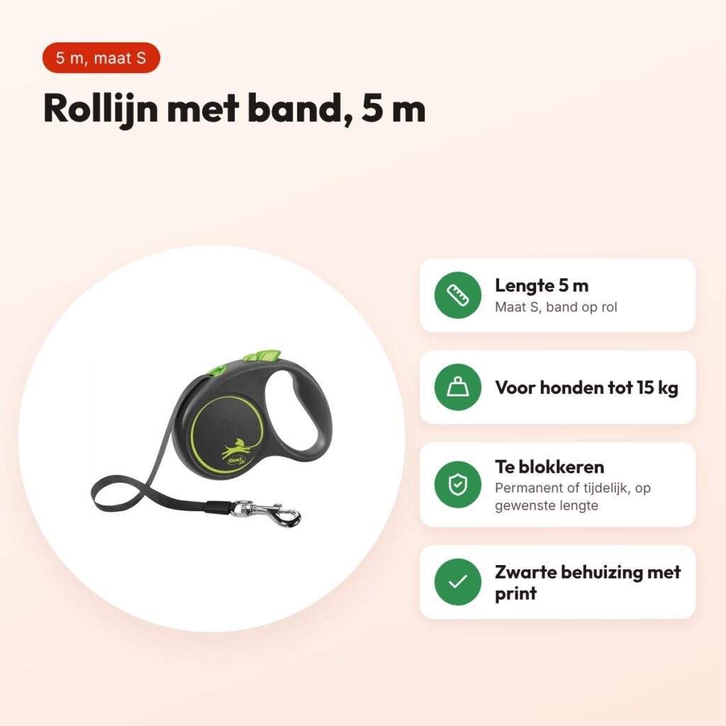 Flexi rollijn Black Design Tape groen S 5 m – tot 15 kg – voordelen