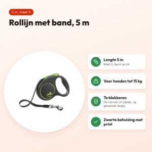 Flexi rollijn Black Design Tape groen S 5 m – tot 15 kg – voordelen