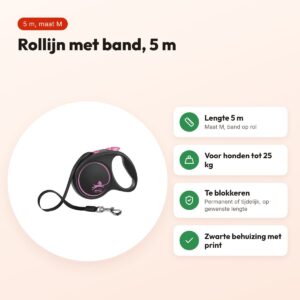 Flexi rollijn Black Design Tape roze M 5 m – tot 25 kg – voordelen