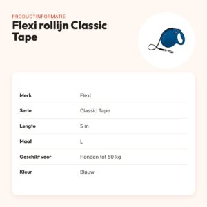 Flexi rollijn Classic Tape blauw L 5 m – tot 50 kg – productinformatie