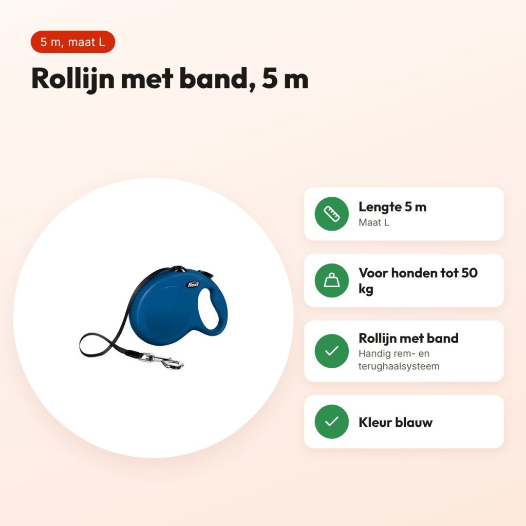 Flexi rollijn Classic Tape blauw L 5 m – tot 50 kg – voordelen