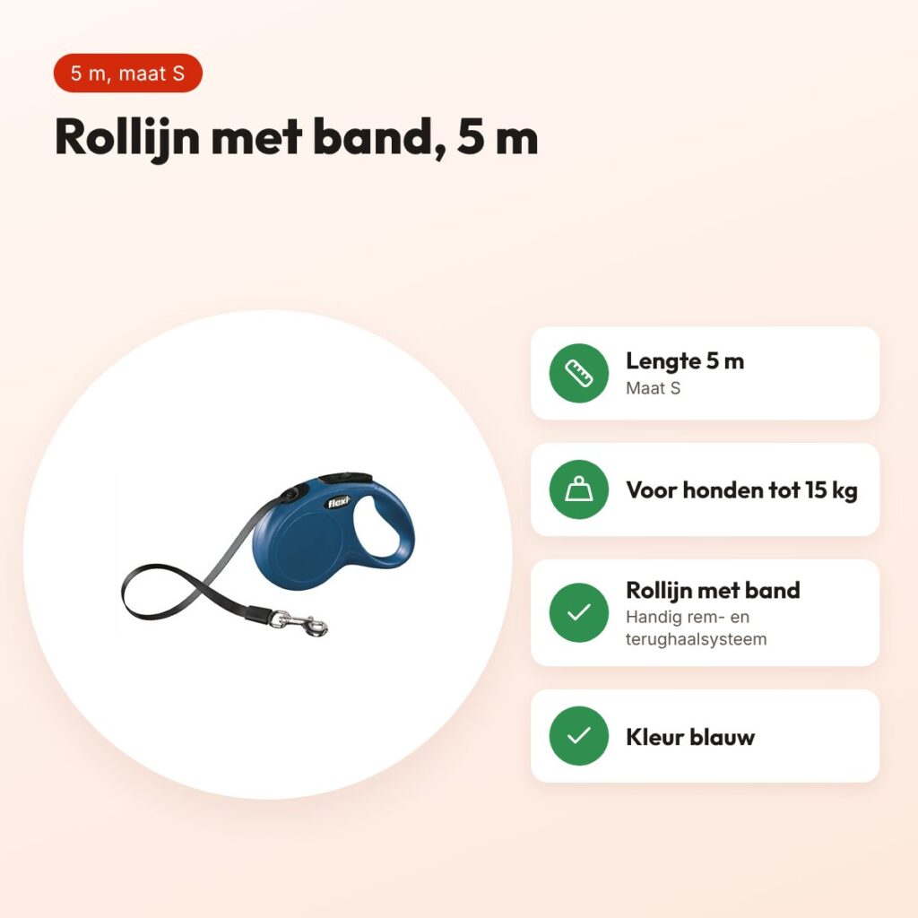 Flexi rollijn Classic Tape blauw S 5 m – tot 15 kg – voordelen