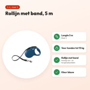 Flexi rollijn Classic Tape blauw S 5 m – tot 15 kg – voordelen