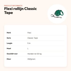 Flexi rollijn Classic Tape olijfgroen L 5 m – tot 50 kg – productinformatie