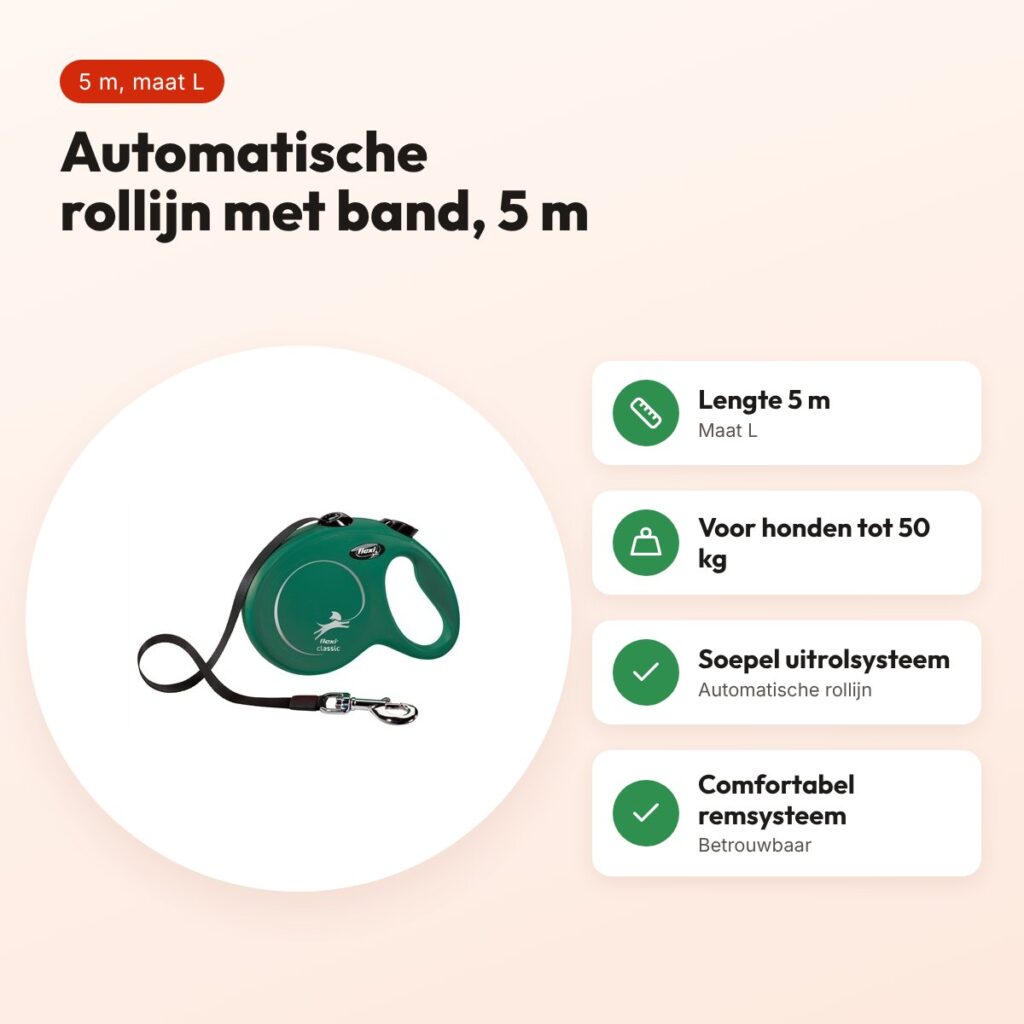 Flexi rollijn Classic Tape olijfgroen L 5 m – tot 50 kg – voordelen