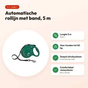 Flexi rollijn Classic Tape olijfgroen L 5 m – tot 50 kg – voordelen