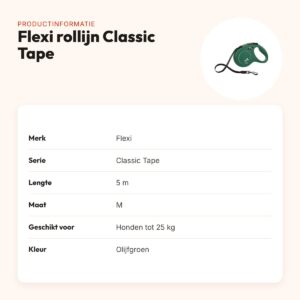 Flexi rollijn Classic Tape olijfgroen M 5 m – tot 25 kg – productinformatie