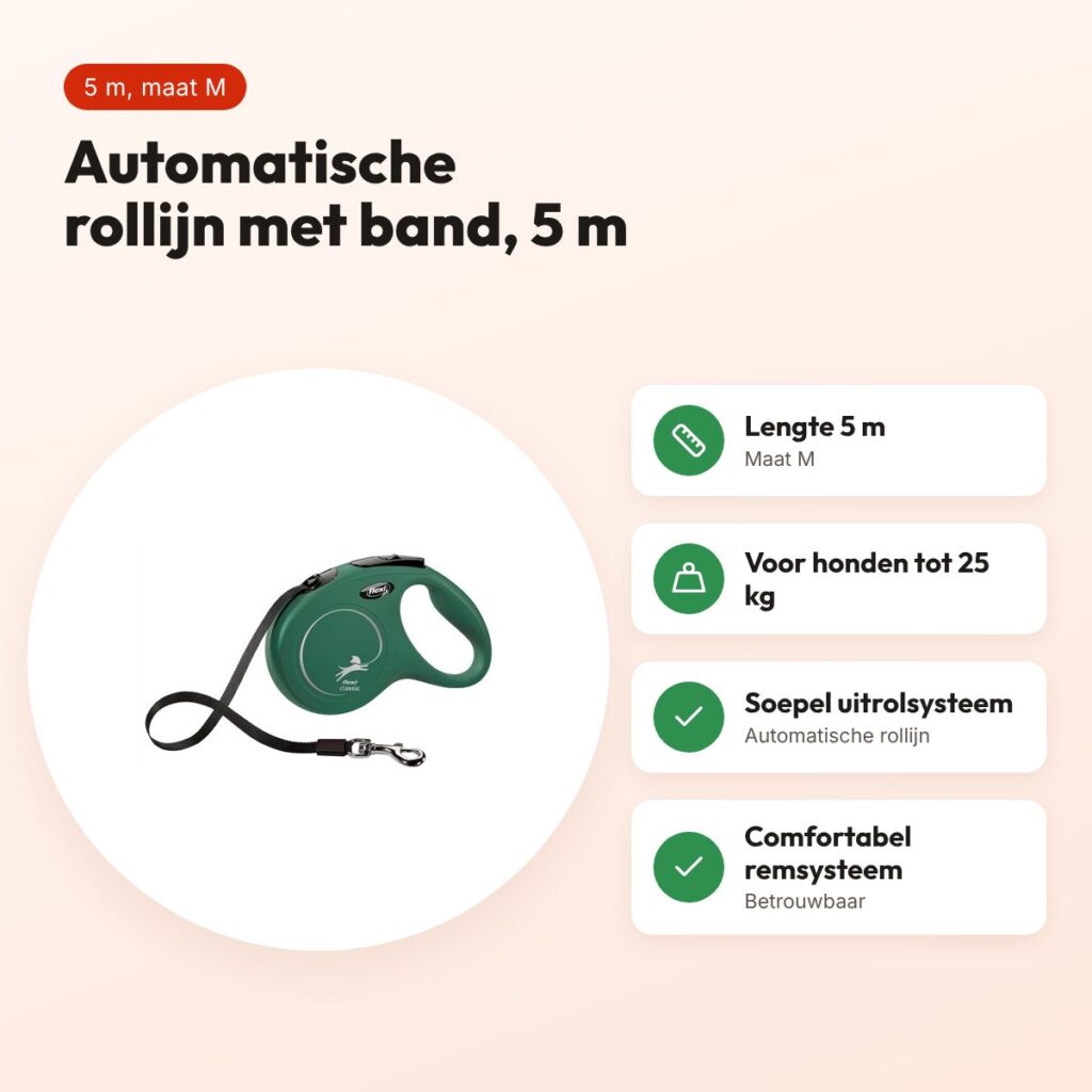 Flexi rollijn Classic Tape olijfgroen M 5 m – tot 25 kg – voordelen