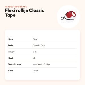 Flexi rollijn Classic Tape rood M 5 m – tot 25 kg – productinformatie