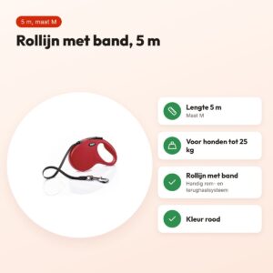 Flexi rollijn Classic Tape rood M 5 m – tot 25 kg – voordelen