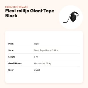 Flexi rollijn Giant Tape Black Edition 8 m – tot 50 kg – productinformatie