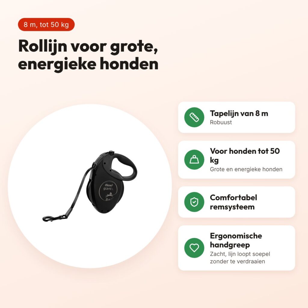 Flexi rollijn Giant Tape Black Edition 8 m – tot 50 kg – voordelen