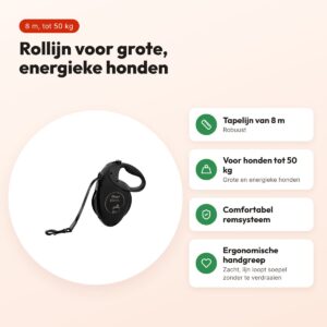 Flexi rollijn Giant Tape Black Edition 8 m – tot 50 kg – voordelen