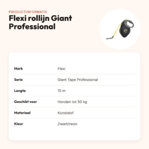 Flexi rollijn Giant Tape Professional neon zwart/geel 10 m – tot 50 kg – productinformatie