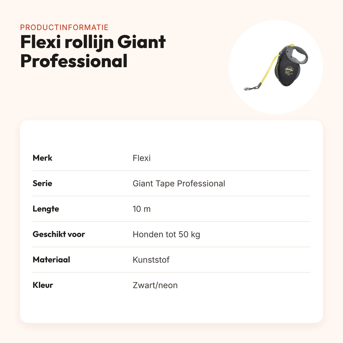 Flexi rollijn Giant Tape Professional neon zwart/geel 10 m – tot 50 kg – productinformatie