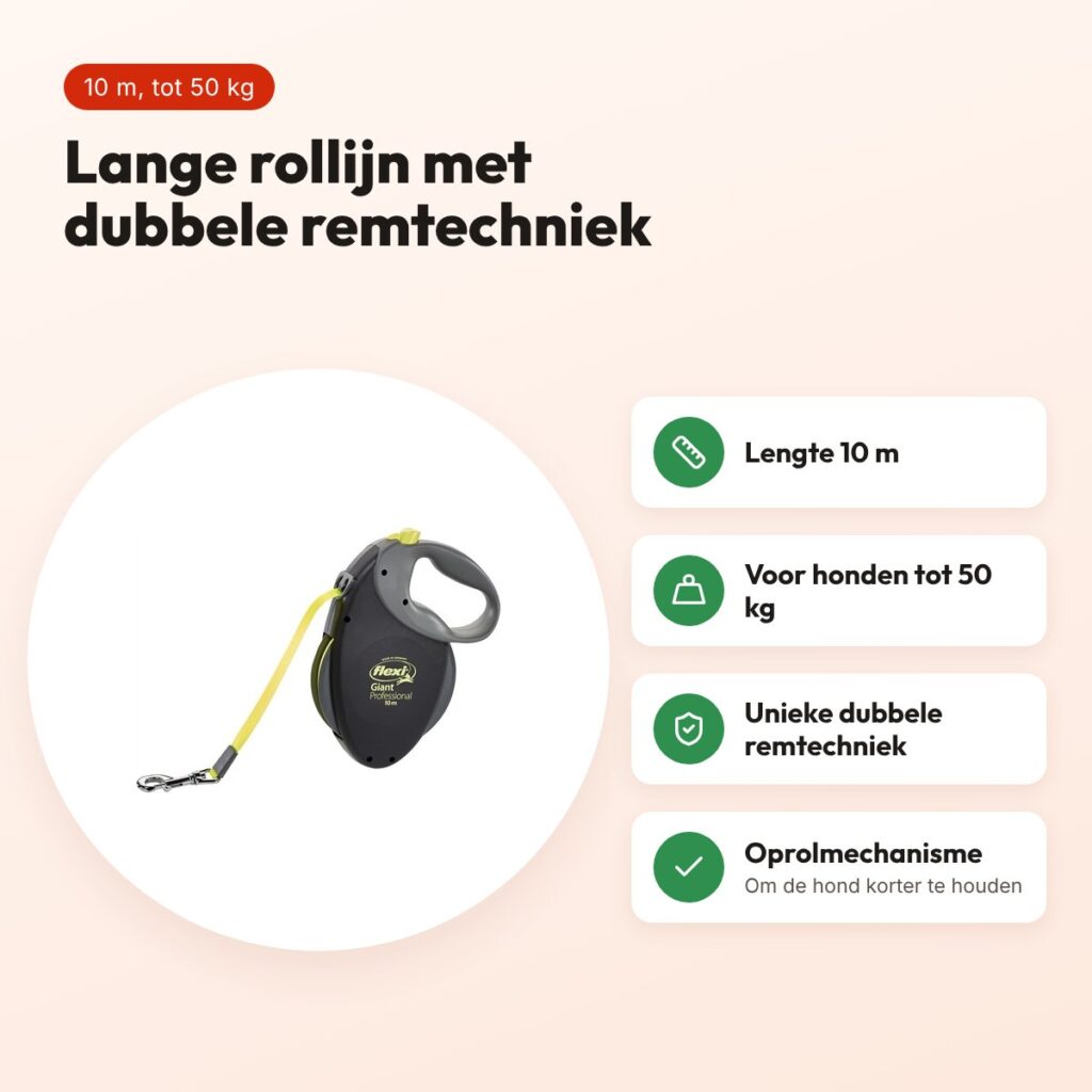Flexi rollijn Giant Tape Professional neon zwart/geel 10 m – tot 50 kg – voordelen