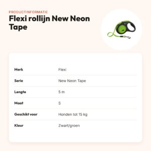Flexi rollijn New Neon Tape zwart/groen S 5 m – tot 15 kg – productinformatie