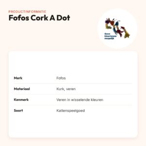 Fofos Cork A Dot kattenspeeltje van kurk met veren – productinformatie