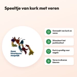Fofos Cork A Dot kattenspeeltje van kurk met veren – voordelen