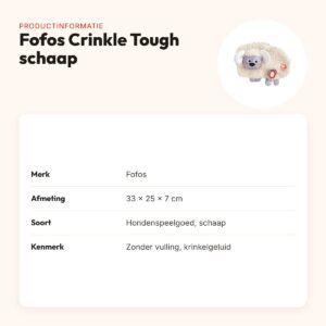 Fofos Crinkle Tough schaap 33 cm – zonder vulling, met krinkelgeluid – productinformatie