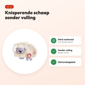 Fofos Crinkle Tough schaap 33 cm – zonder vulling, met krinkelgeluid – voordelen
