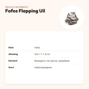 Fofos Flapping Uil kattenspeeltje 10,5 x 7 x 8 cm – bewegend en oplaadbaar – productinformatie