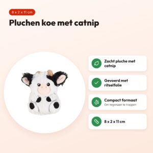 Fofos Floppy Koe kattenspeeltje 8 x 2 x 11 cm – pluche met kattenkruid – voordelen