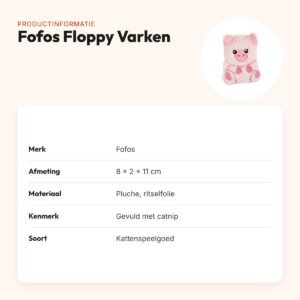 Fofos Floppy Varken kattenspeeltje 8 x 2 x 11 cm – pluche met kattenkruid – productinformatie