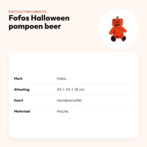 Fofos Halloween hondenknuffel pompoen beer 43 cm – met piep – productinformatie