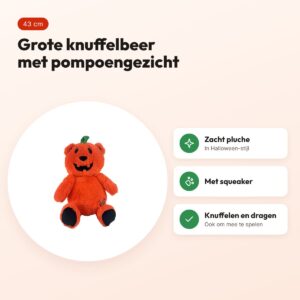 Fofos Halloween hondenknuffel pompoen beer 43 cm – met piep – voordelen