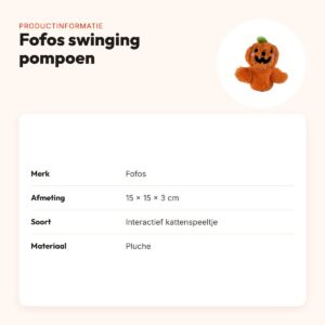 Fofos Halloween kattenspeeltje swinging pompoen 15 cm – productinformatie