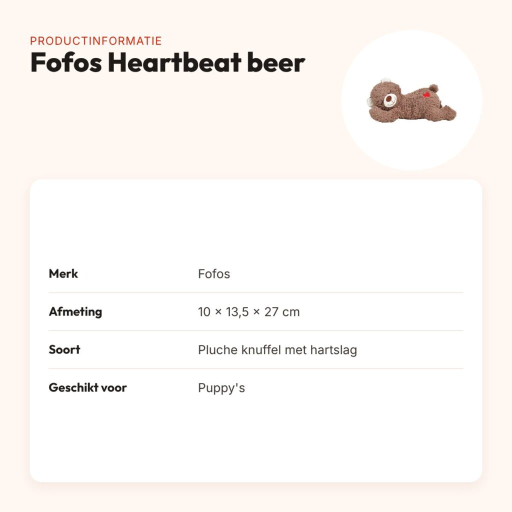 Fofos Heartbeat beer 10 x 13,5 x 27 cm – pluche knuffel met hartslag – productinformatie