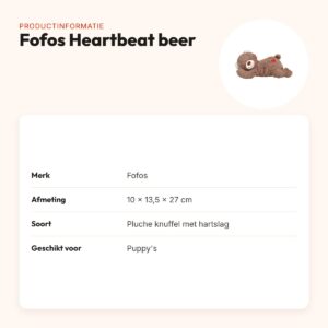 Fofos Heartbeat beer 10 x 13,5 x 27 cm – pluche knuffel met hartslag – productinformatie