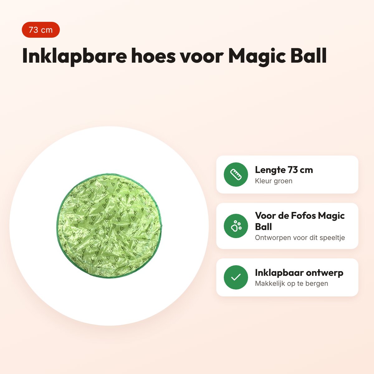 Fofos hoes voor Magic Ball kat groen 73 cm – inklapbaar – voordelen