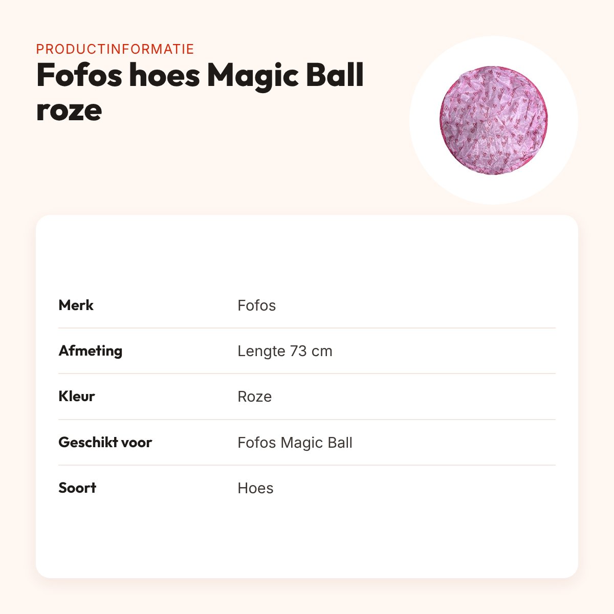 Fofos hoes voor Magic Ball kat roze 73 cm – inklapbaar – productinformatie