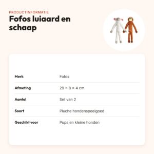 Fofos hondenspeelgoed luiaard en schaap 29 x 8 x 4 cm – set van 2, pluche – productinformatie