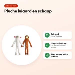 Fofos hondenspeelgoed luiaard en schaap 29 x 8 x 4 cm – set van 2, pluche – voordelen