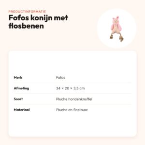 Fofos konijn met flosbenen 34 x 20 x 3,5 cm – pluche hondenknuffel – productinformatie