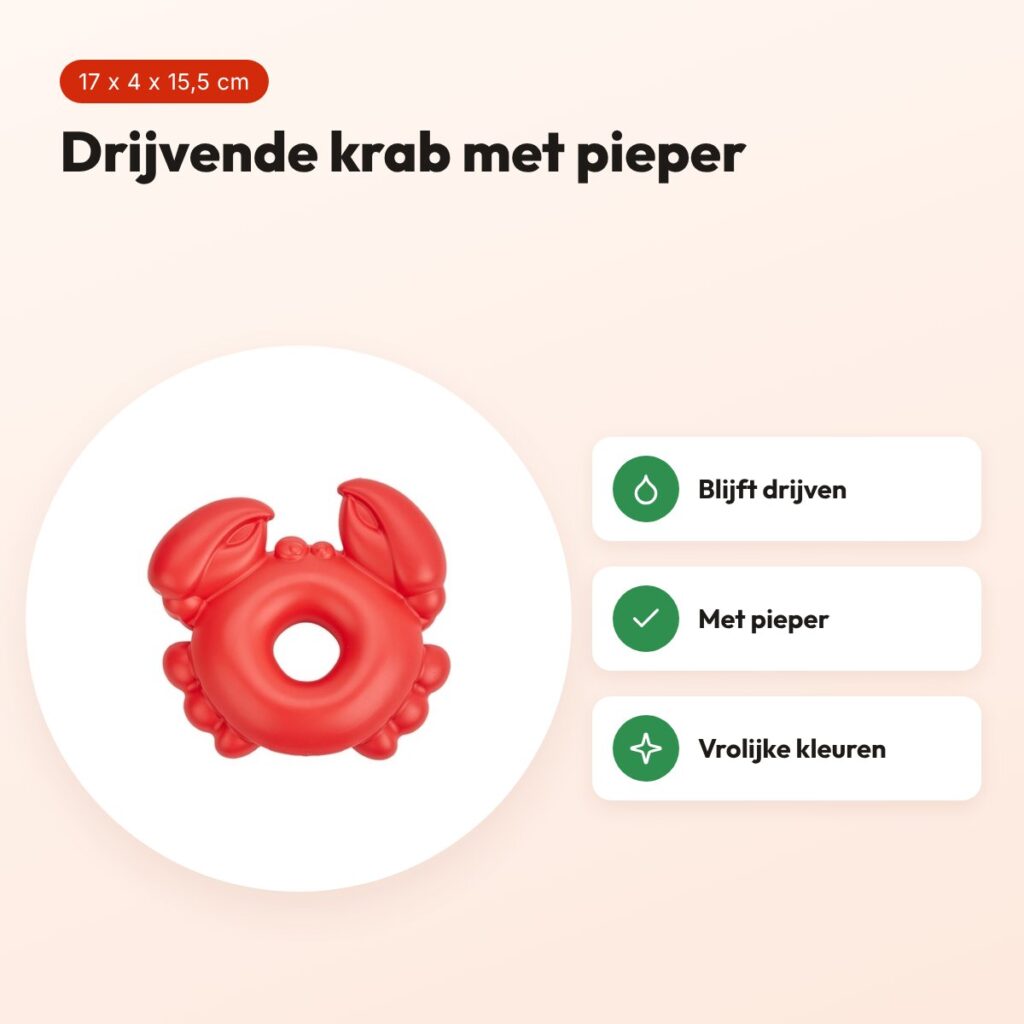 Fofos krab kauwspeeltje 17 x 4 x 15,5 cm – drijvend, met pieper – voordelen