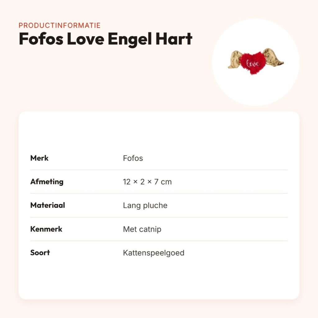 Fofos Love Engel Hart kattenspeeltje 12 x 2 x 7 cm – met kattenkruid – productinformatie