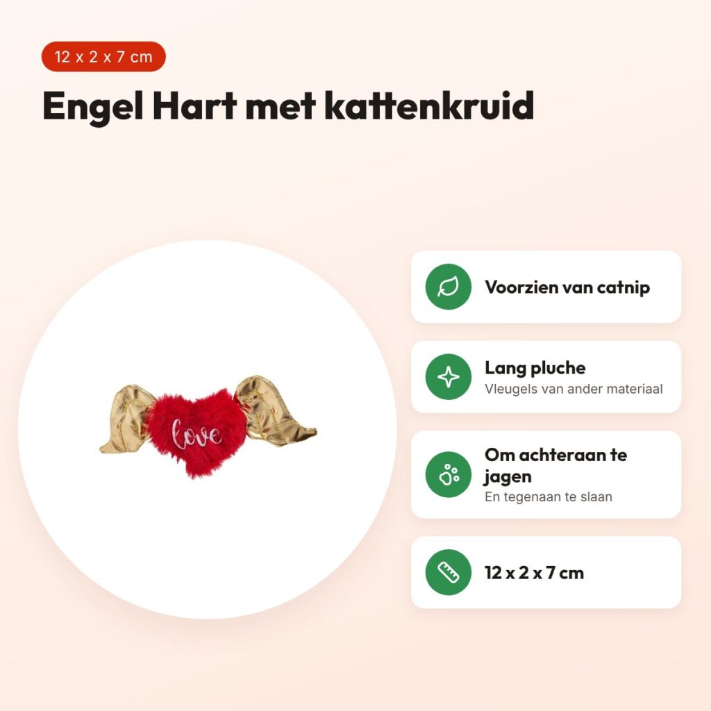 Fofos Love Engel Hart kattenspeeltje 12 x 2 x 7 cm – met kattenkruid – voordelen
